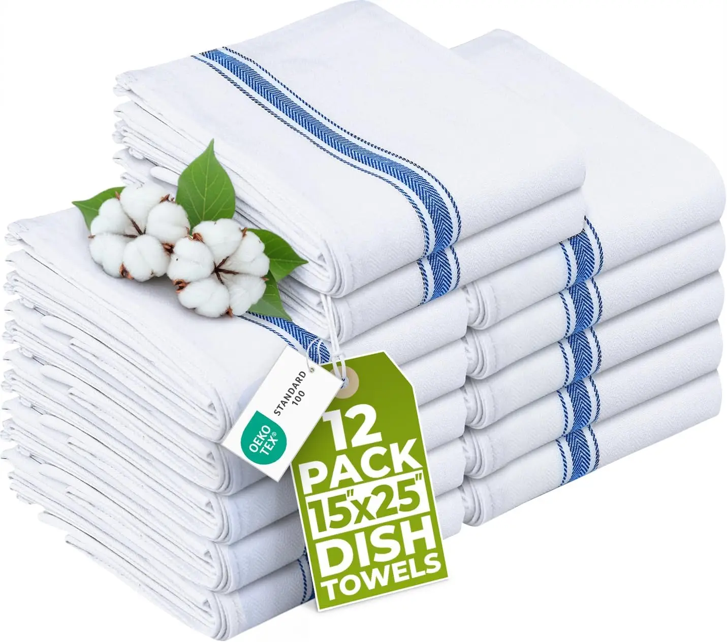 12 Pack Blue Dish Towels 15x25 Inches - 100% Ring Spun Cotton, Highly Absorbent & Reusable Kitchen Cloths
12 Pack Blue Dish Towels 15x25 Inches - 100% Ring Spun Cotton, Highly Absorbent & Reusable Kitchen Cloths