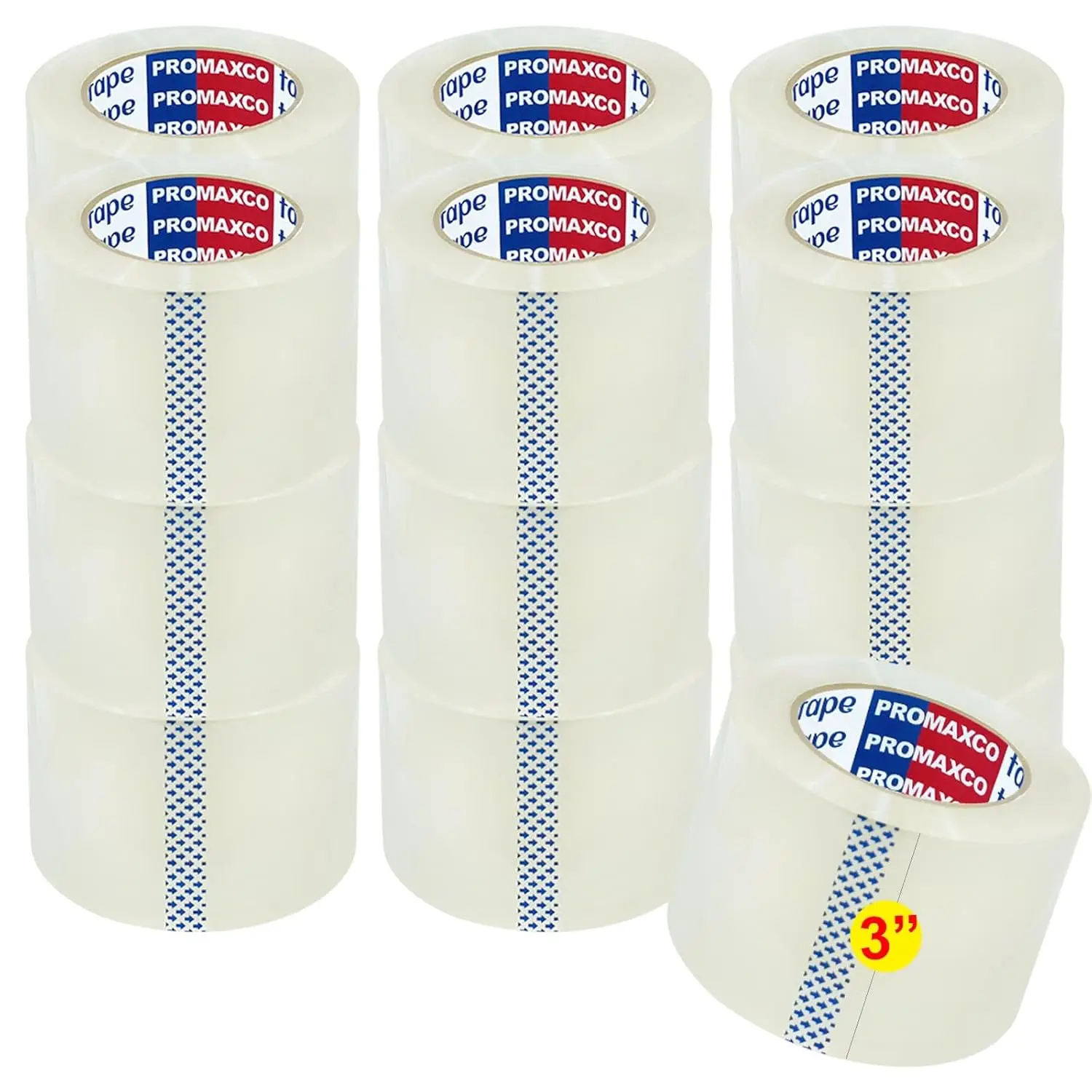 3" Heavy Duty Packing Tape, 18 Rolls, Clear, 3" Core, Total 990Y, Clear, 2.5 mil, 3 in x 55 Yards, Refill for Packaging
3" Heavy Duty Packing Tape, 18 Rolls, Clear, 3" Core, Total 990Y, Clear, 2.5 mil, 3 in x 55 Yards, Refill for Packaging