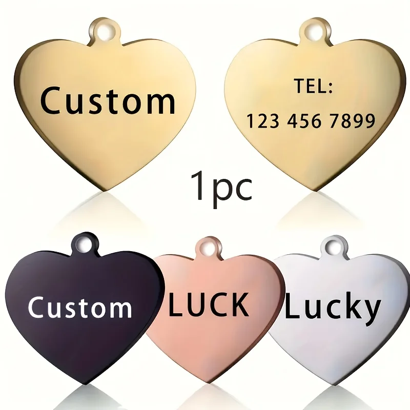 1Pc【Personalized Customization】Laser-Engraved Heart-Shaped Anti-Lost Pet Tag, Multi-Colored Heart-Shaped Dog Tag, Also Suitable for Key Tags, Bag Tags, and Pet Collar Tags
1Pc【Personalized Customization】Laser-Engraved Heart-Shaped Anti-Lost Pet Tag, Multi-Colored Heart-Shaped Dog Tag, Also Suitable for Key Tags, Bag Tags, and Pet Collar Tags