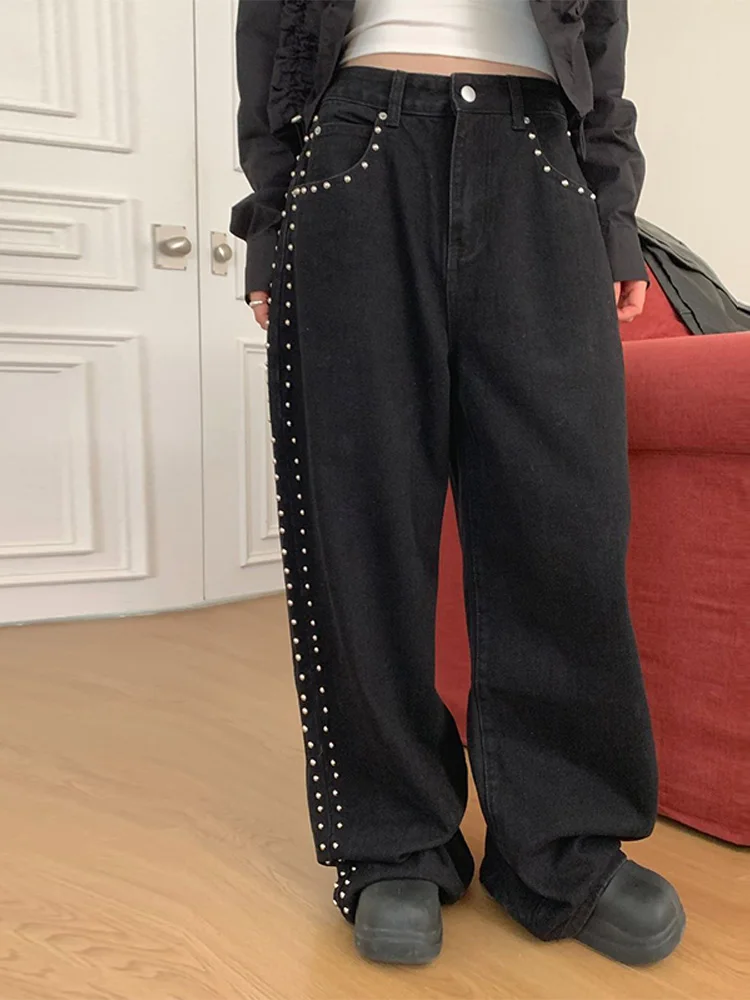 High Street Denim Beads Women's Jeans Chic Loose High Waist Wide Leg Pockets Female Long Trousers Spring Summer Lady Pants New
High Street Denim Beads Women's Jeans Chic Loose High Waist Wide Leg Pockets Female Long Trousers Spring Summer Lady Pants New