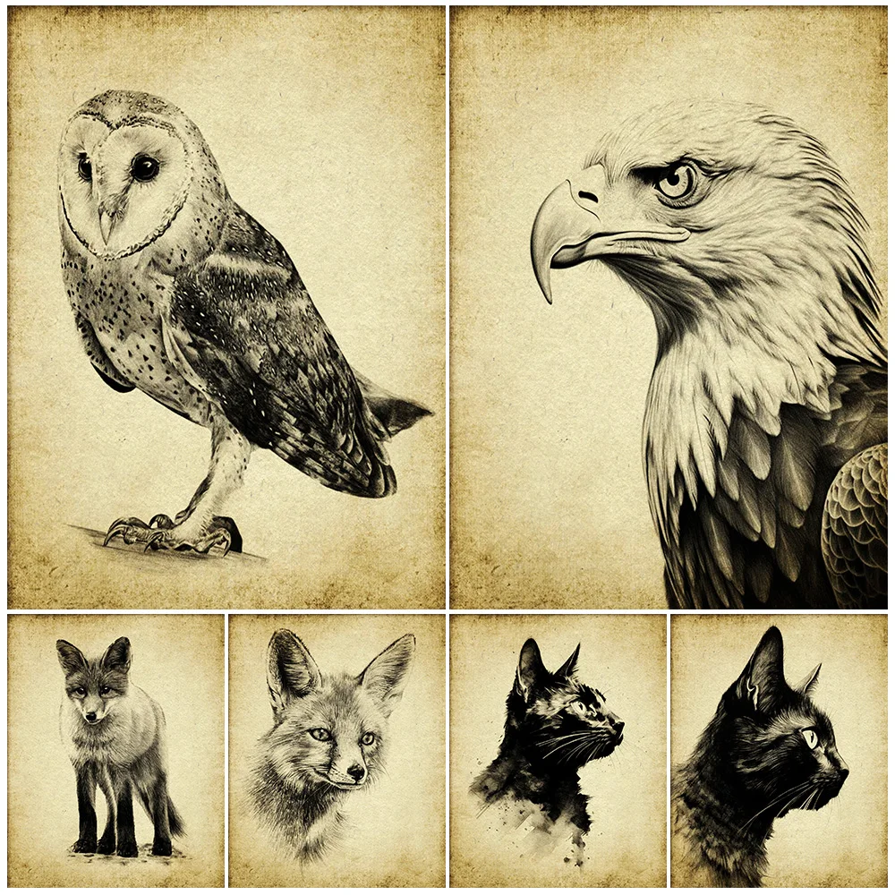 Owl Bird,Bald Eagle,Fox Moose,Grizzly Bear,Abstract Wall Art Canvas Painting Mysterious Animal Pencil Drawing Art Poster Print
Owl Bird,Bald Eagle,Fox Moose,Grizzly Bear,Abstract Wall Art Canvas Painting Mysterious Animal Pencil Drawing Art Poster Print
