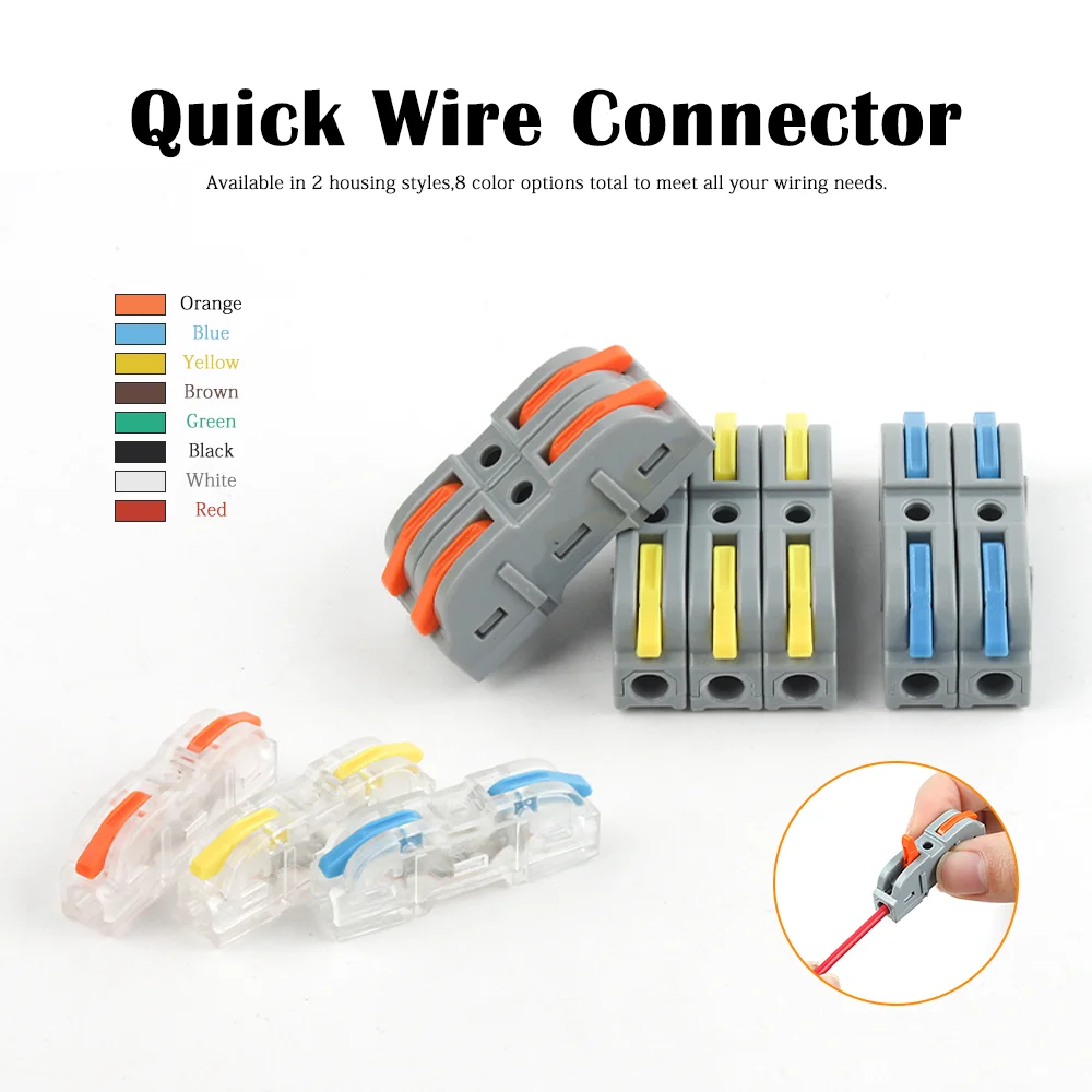 Quick Wire Connector 8 Colors Transparent & Gray Electrical Terminal 0.2-4mm² 32A 250V Universal Wire Splitter for Electric Wire
Quick Wire Connector 8 Colors Transparent & Gray Electrical Terminal 0.2-4mm² 32A 250V Universal Wire Splitter for Electric Wire