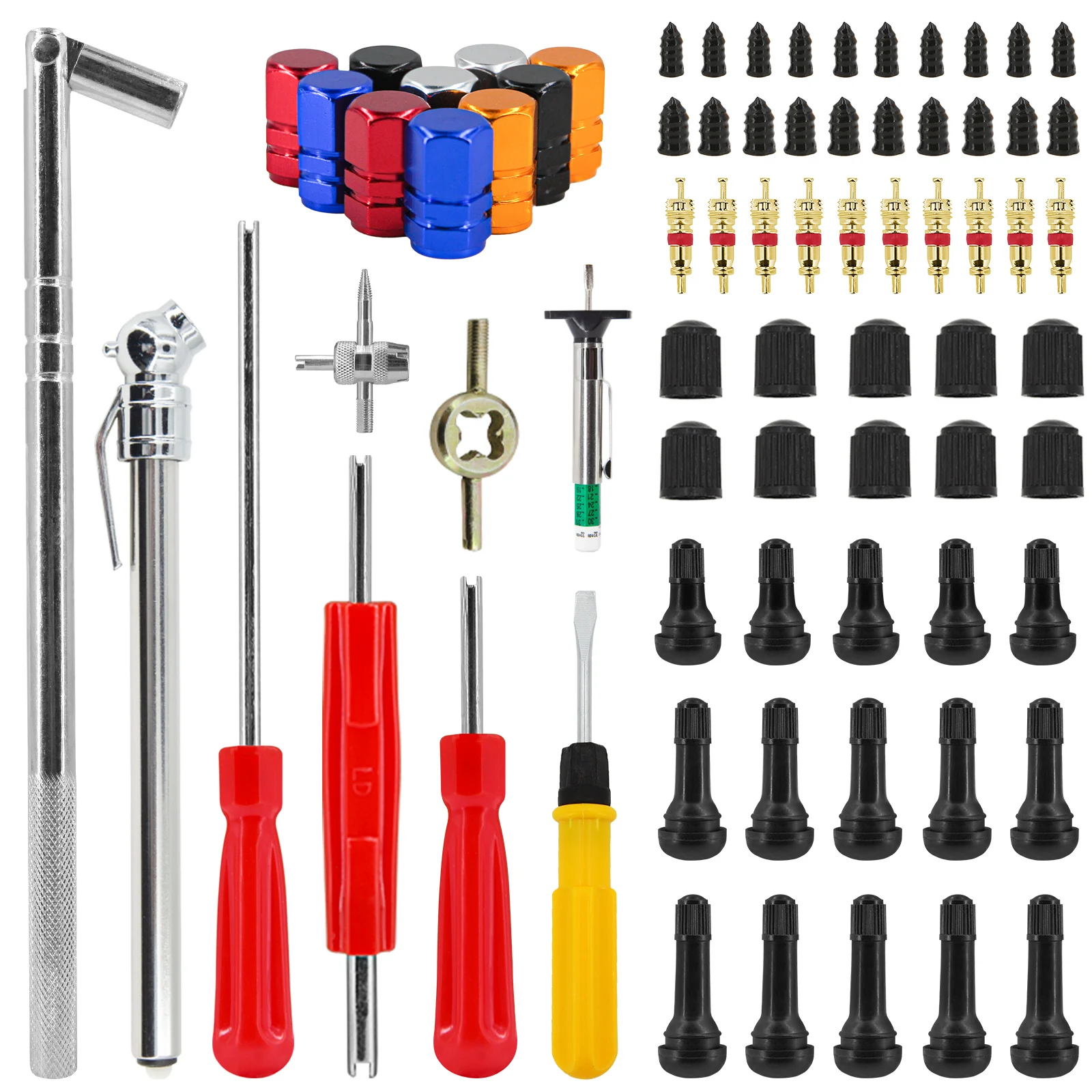 Valve Stem Puller Installer Tool Tire Snap in Short Rubber Stem 4 Way Valve Core Remover Single Head Tire Repair Nails KIT
Valve Stem Puller Installer Tool Tire Snap in Short Rubber Stem 4 Way Valve Core Remover Single Head Tire Repair Nails KIT 