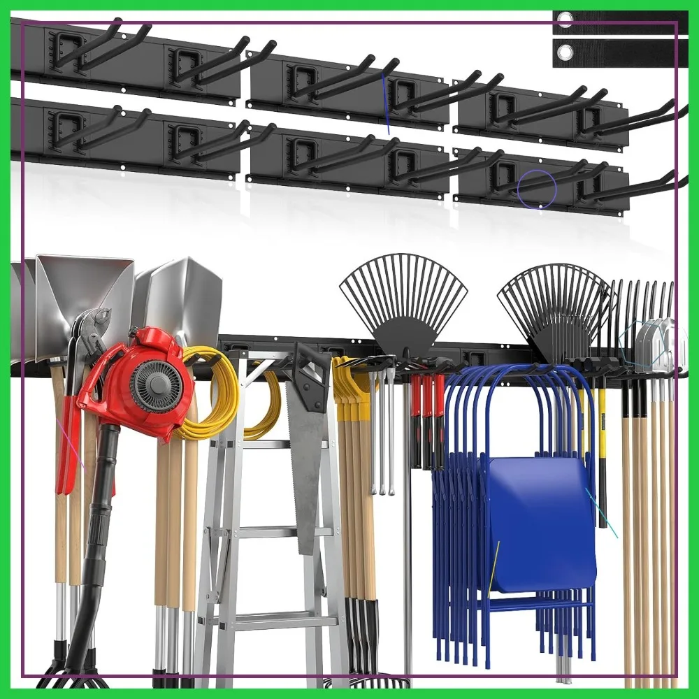 Настенный органайзер для гаража повышенной прочности, 96 дюймов - 20 штук в упаковке, выдерживает 720 фунтов, система хранения инструментов с направляющими и крючками для грабель, метел и швабр
Настенный органайзер для гаража повышенной прочности, 96 дюймов - 20 штук в упаковке, выдерживает 720 фунтов, система хранения инструментов с направляющими и крючками для грабель, метел и швабр