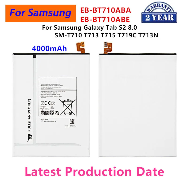Brand New Tablet EB-BT710ABA EB-BT710ABE 4000mAh Battery For Samsung Galaxy Tab S2 8.0 SM-T710 T713 T715 T719C T713N
Brand New Tablet EB-BT710ABA EB-BT710ABE 4000mAh Battery For Samsung Galaxy Tab S2 8.0 SM-T710 T713 T715 T719C T713N