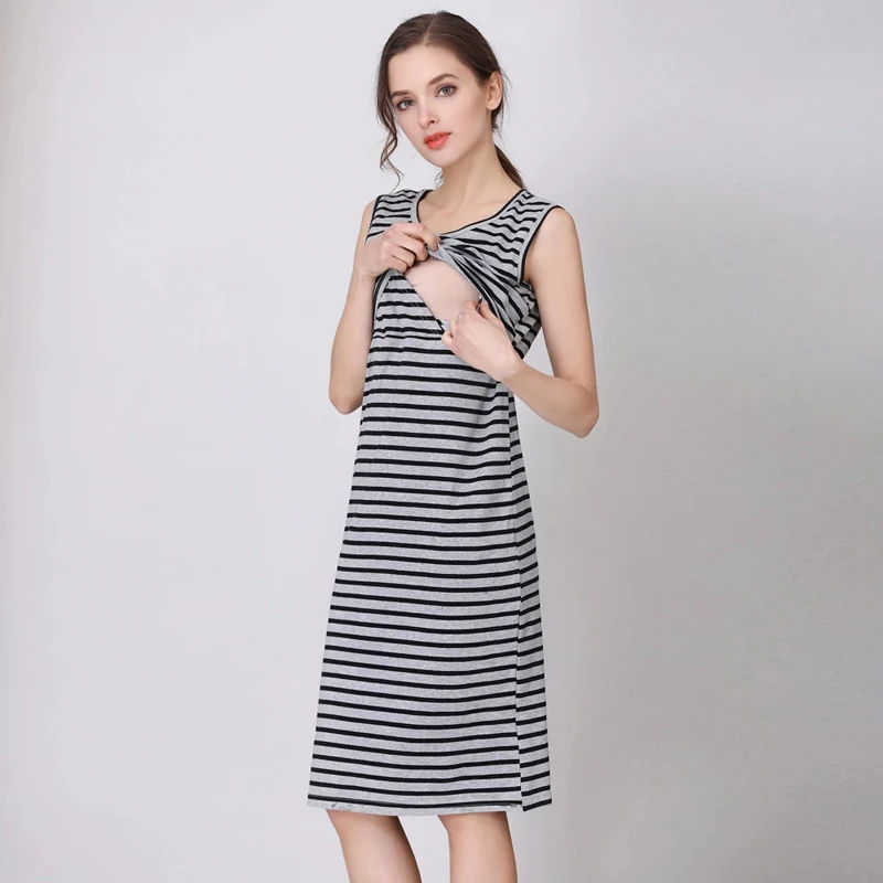 Maternity Dress Breastfeeding Dresses Sleeveless Summer Stripe Clothes for Pregnant Milk Women Cotton Nursing Dress US Size
Maternity Dress Breastfeeding Dresses Sleeveless Summer Stripe Clothes for Pregnant Milk Women Cotton Nursing Dress US Size