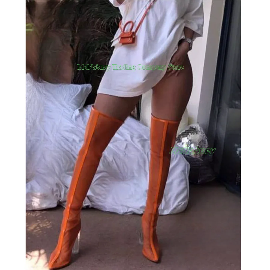 Fashionable Mesh Over The Knee Boots,Transparent Square Heel Boots Classic Pointed Toe Women Shoes 2023 New Zapatos Para Mujere
Fashionable Mesh Over The Knee Boots,Transparent Square Heel Boots Classic Pointed Toe Women Shoes 2023 New Zapatos Para Mujere
