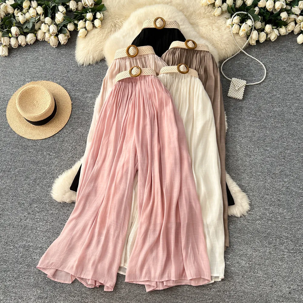 Women Solid Wide Leg Pants Belted Trousers Full Lenth High Elastic Waist Slight Strech Loose Fit Capris Work Casual 2026 Spring
Women Solid Wide Leg Pants Belted Trousers Full Lenth High Elastic Waist Slight Strech Loose Fit Capris Work Casual 2026 Spring