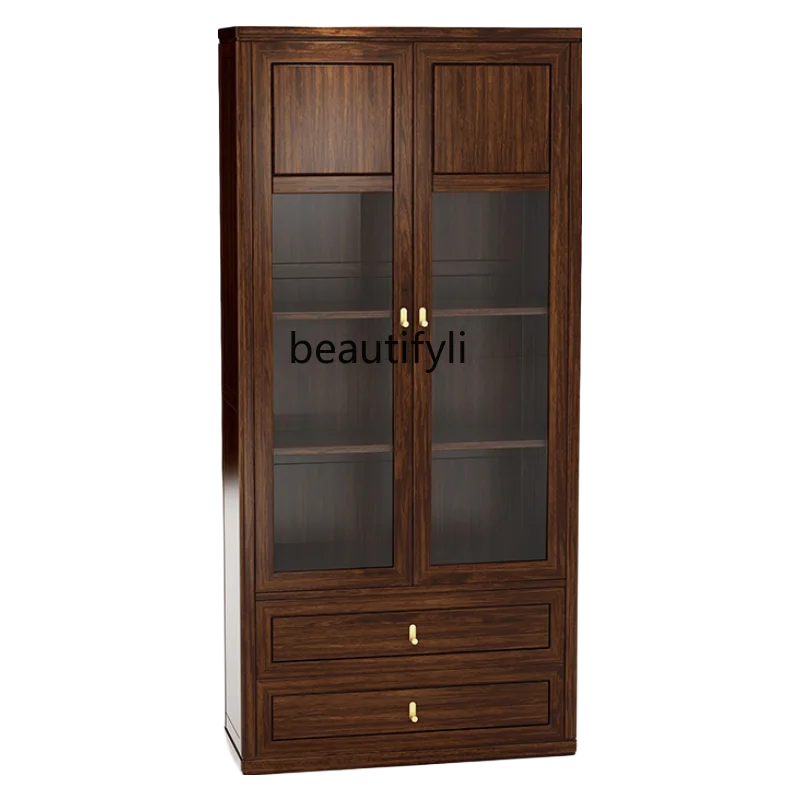 New Chinese ebony solid wood bookcase combination with glass door simple storage cabinet
New Chinese ebony solid wood bookcase combination with glass door simple storage cabinet