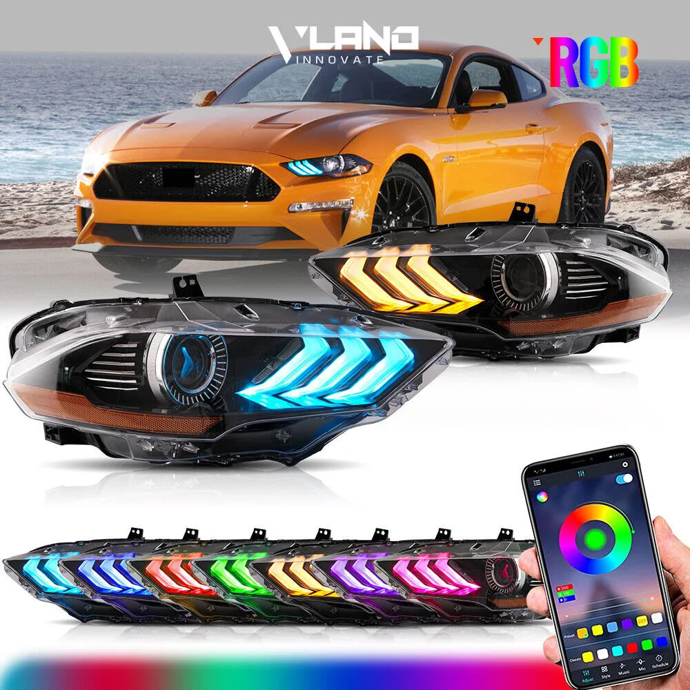1Pair Turn Signal Pair RGB LED Headlights For Ford Mustang 2018-2022 LED DRL Front Lamps DRL
1Pair Turn Signal Pair RGB LED Headlights For Ford Mustang 2018-2022 LED DRL Front Lamps DRL