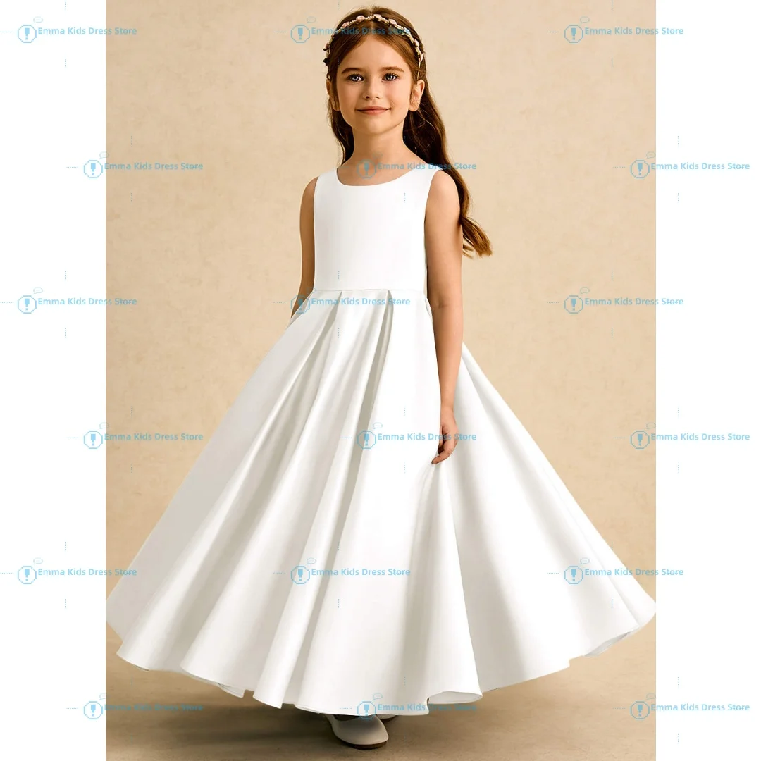Custom Simple Flower Girl Dress Satin Bow Children's Bridesmaid Dress Pageant Girl A-line Wedding First Communion Dress
Custom Simple Flower Girl Dress Satin Bow Children's Bridesmaid Dress Pageant Girl A-line Wedding First Communion Dress