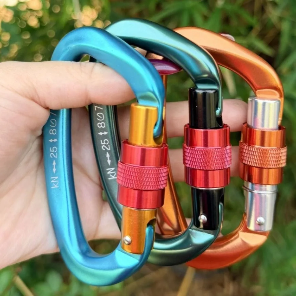 New 25KN Professional Safety Carabiner 59*99mm 7Colors D Shape Key Hooks Mountaineering Protective Equipment Security Lock
New 25KN Professional Safety Carabiner 59*99mm 7Colors D Shape Key Hooks Mountaineering Protective Equipment Security Lock