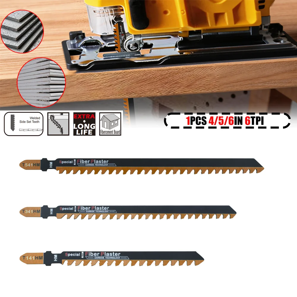 T141Hm1 1-Piece 4 in 6 Tpi Carbide-Tipped Special for Fiber and Plaster T-Shank Jig Saw Blades
T141Hm1 1-Piece 4 in 6 Tpi Carbide-Tipped Special for Fiber and Plaster T-Shank Jig Saw Blades