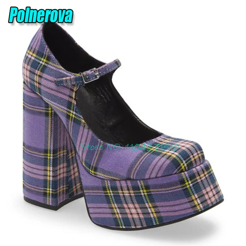 Purple Plaid Platform Mary Jane Shoes Square Toe Buckle Strap Shallow Thick Heel Pumps Sweet Elegant Women Party Lolita Shoes
Purple Plaid Platform Mary Jane Shoes Square Toe Buckle Strap Shallow Thick Heel Pumps Sweet Elegant Women Party Lolita Shoes