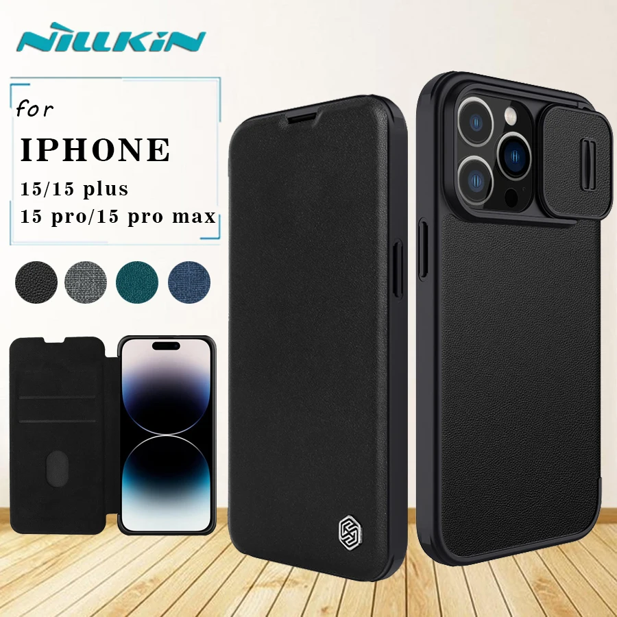For iPhone 15 / 15 Plus / 15 Pro / 15 Pro Max Case Nillkin Qin Leather Case Lens Camera Protector With Card Slot Back Cover
For iPhone 15 / 15 Plus / 15 Pro / 15 Pro Max Case Nillkin Qin Leather Case Lens Camera Protector With Card Slot Back Cover