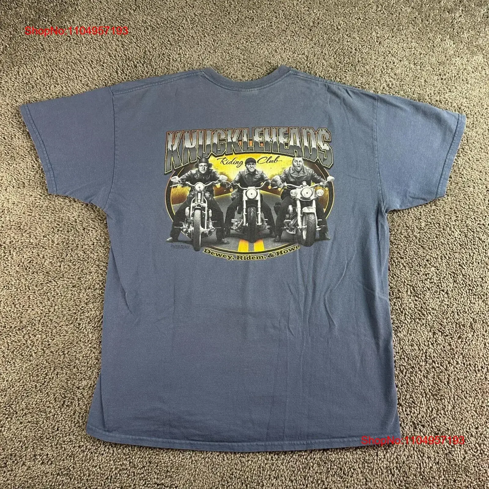 Three Stooges T Shirt Mens XL Blue Knuckleheads Riding Club Motorcycle biker vintage Washed Stylish Slightly Soft Casual
Three Stooges T Shirt Mens XL Blue Knuckleheads Riding Club Motorcycle biker vintage Washed Stylish Slightly Soft Casual