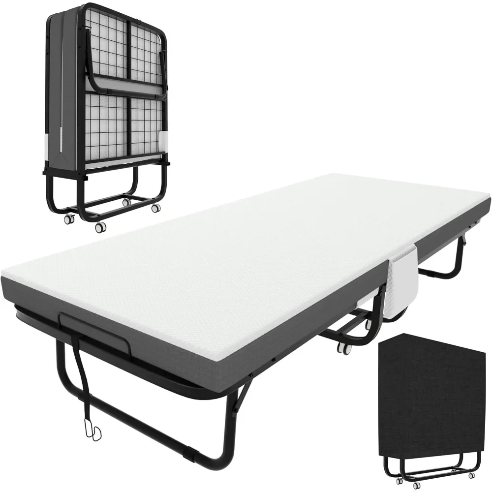 31 Inch Folding Bed with 5 Inch Removable Memory Foam Mattress, Portable Roll Away Foldable Bed with Metal Frame for Adult
31 Inch Folding Bed with 5 Inch Removable Memory Foam Mattress, Portable Roll Away Foldable Bed with Metal Frame for Adult