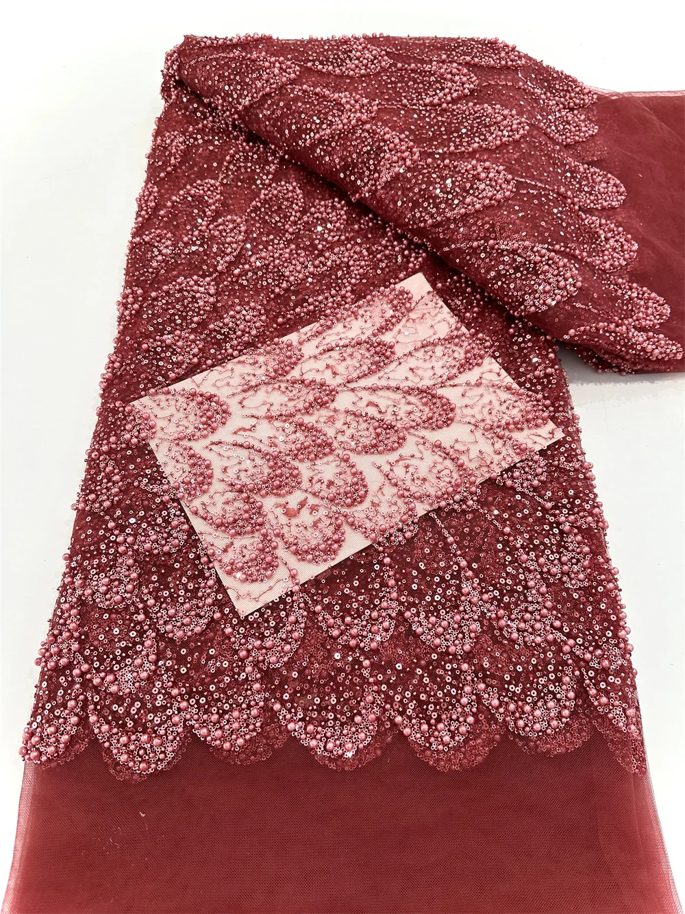 Red African Sequins Beaded Lace Fabrics 2025 High Quality Sequence Embroidery French Nigerian Net Lace Fabric For Wedding Sewing
Red African Sequins Beaded Lace Fabrics 2025 High Quality Sequence Embroidery French Nigerian Net Lace Fabric For Wedding Sewing