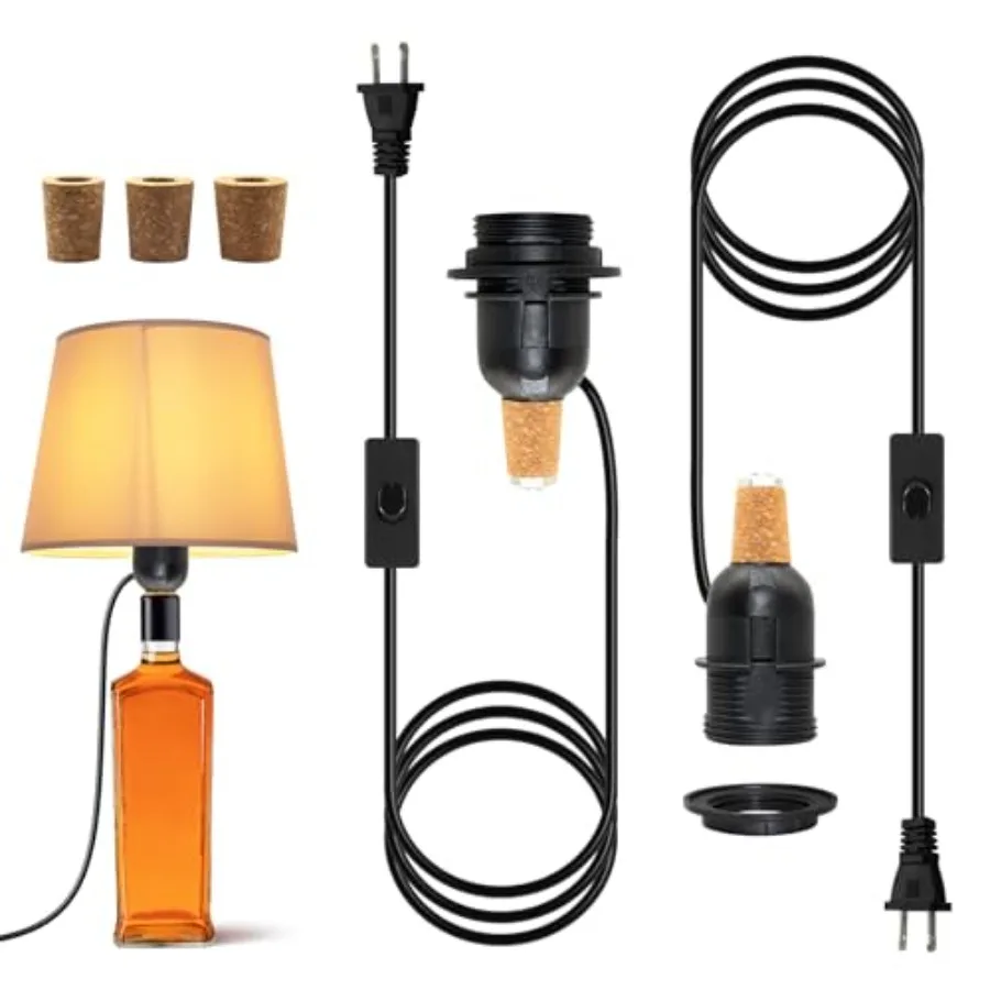 Adaptor Kit, 2 Pack Kits, Black DIY Lamp Fittings Kit for Table Lamp, E27 Light Bulb Adapter with 8 Feet Plug in Cord, E26 Wine
Adaptor Kit, 2 Pack Kits, Black DIY Lamp Fittings Kit for Table Lamp, E27 Light Bulb Adapter with 8 Feet Plug in Cord, E26 Wine