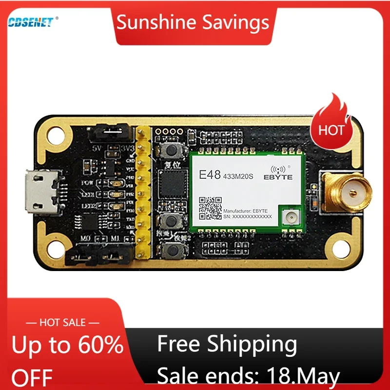 Test Board Kit for 433MHz CMT2310A Wireless Module CDSENET E48-433MBL-01 SPI Long Distance 3.5KM with Antenna USB Cable
Test Board Kit for 433MHz CMT2310A Wireless Module CDSENET E48-433MBL-01 SPI Long Distance 3.5KM with Antenna USB Cable