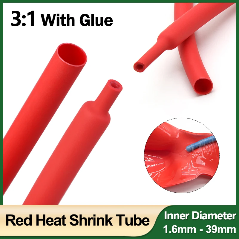 Red 3:1 With Glue Heat Shrink Tube Dia 1.6mm - 39mm Double Wall Heat Shrinkable Tubing Polyolefin Insulated Wire Cable Sleeve
Red 3:1 With Glue Heat Shrink Tube Dia 1.6mm - 39mm Double Wall Heat Shrinkable Tubing Polyolefin Insulated Wire Cable Sleeve