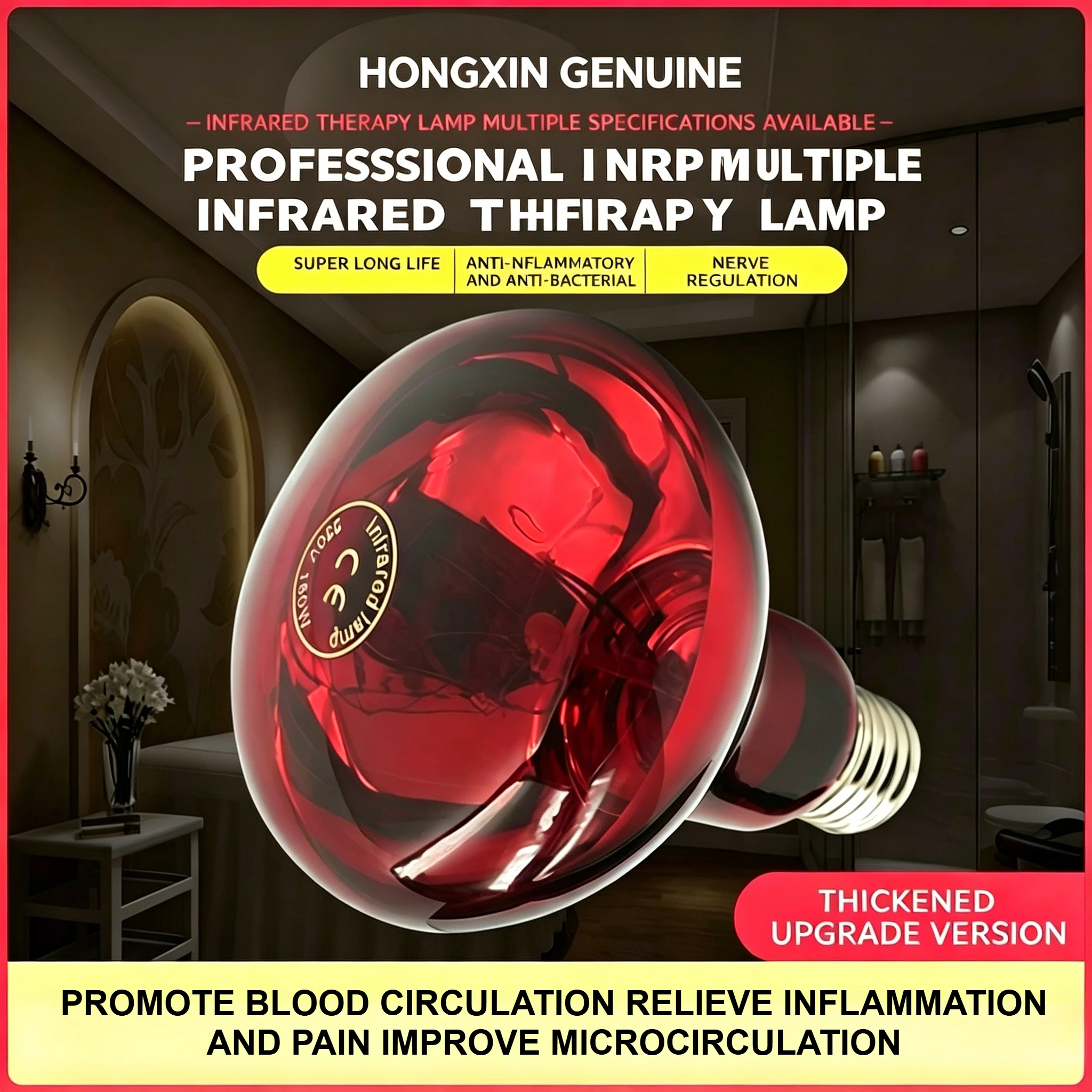 Infrared Therapy Lamp 100W R95 Bulb Tabletop Home Salon Heating Massage Pain Relief Body Neck Durable 4000H Long Life Muscle
Infrared Therapy Lamp 100W R95 Bulb Tabletop Home Salon Heating Massage Pain Relief Body Neck Durable 4000H Long Life Muscle