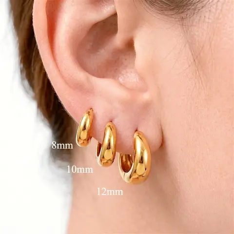 1/3Pairs 6-12mm 316L Stainless Steel Minimalist Huggie Hoop Earrings For Women PVD Plated Gold Color Tiny Round Circle Jewelry