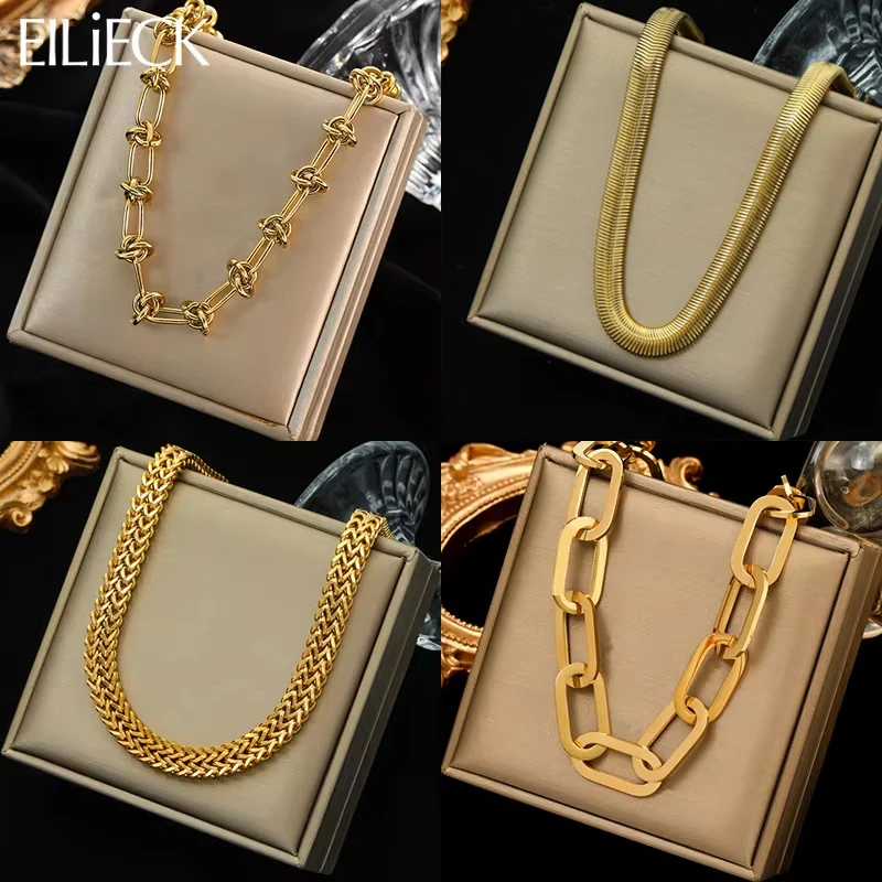 EILIECK 316L Stainless Steel Exaggerated Gold Color Thick Chain Pendant Necklace For Women Fashion Neck Chain Waterproof Jewelry
EILIECK 316L Stainless Steel Exaggerated Gold Color Thick Chain Pendant Necklace For Women Fashion Neck Chain Waterproof Jewelry