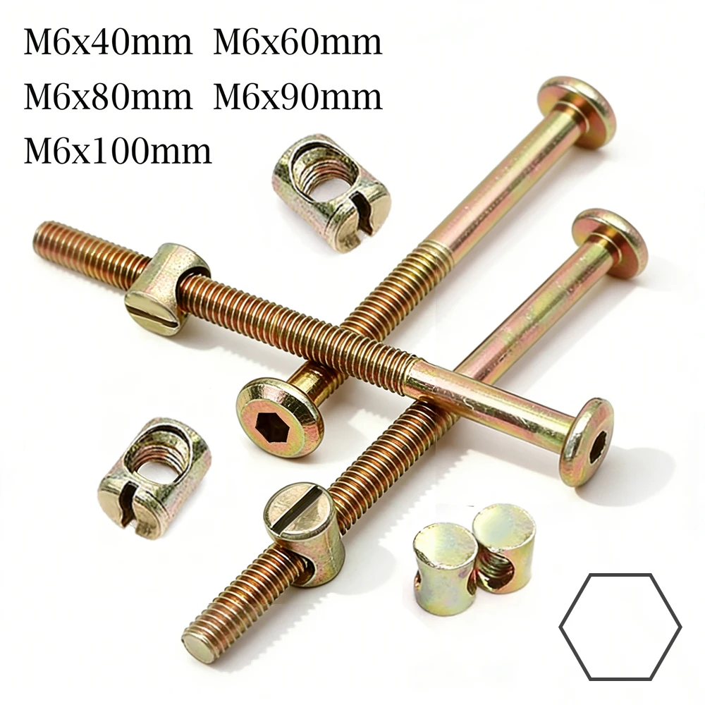 10pcs M6 Furniture Connecting Bolts, 40-100mm Hex Socket Screws with Cross Dowel Nuts, Zinc Plated Fastener Kit for Bed Frame
10pcs M6 Furniture Connecting Bolts, 40-100mm Hex Socket Screws with Cross Dowel Nuts, Zinc Plated Fastener Kit for Bed Frame