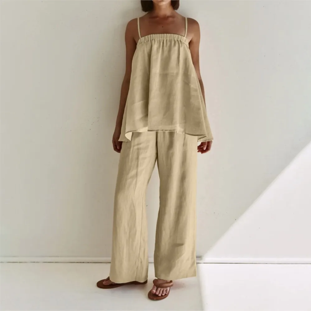Puffy Camisole Wide Leg Pants Two-piece Set Women's Sexy Summer New Fashion Solid Color Hot Girl Pants Suit Костюм Женский
Puffy Camisole Wide Leg Pants Two-piece Set Women's Sexy Summer New Fashion Solid Color Hot Girl Pants Suit Костюм Женский
