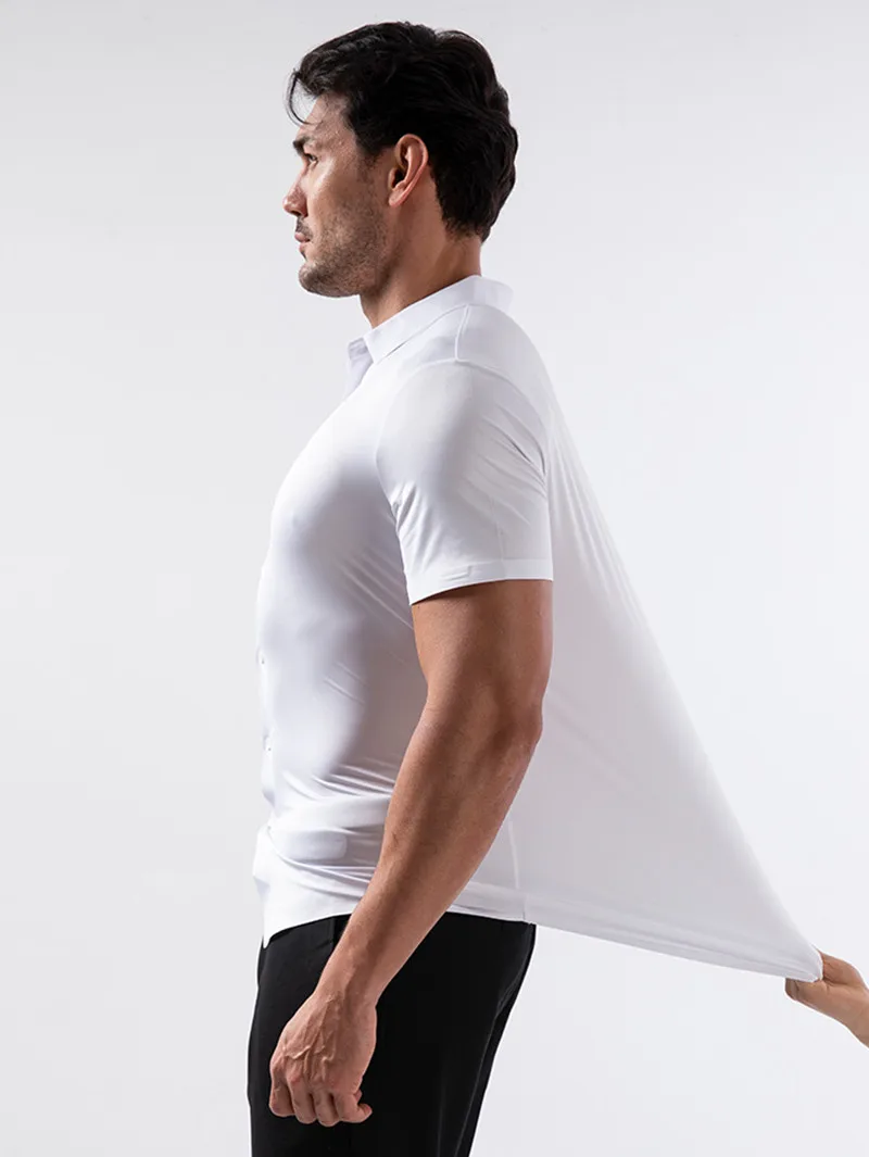 Лето 2025 г., мужская ультраэластичная рубашка с коротким рукавом, деловая официальная социальная свадебная дышащая эластичная однотонная белая рубашка
Лето 2025 г., мужская ультраэластичная рубашка с коротким рукавом, деловая официальная социальная свадебная дышащая эластичная однотонная белая рубашка