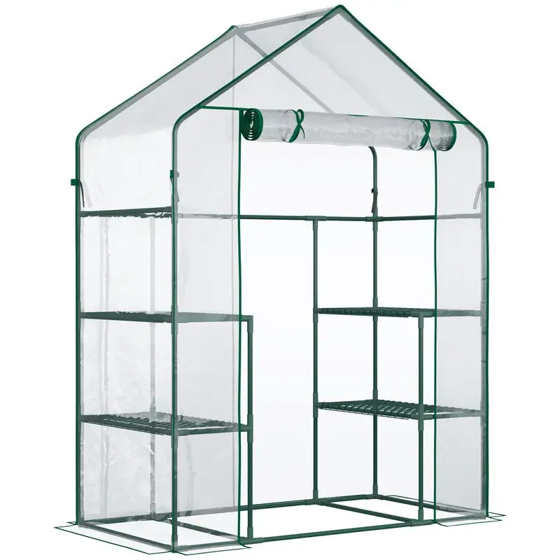 Outsunny 5' x 2.5' x 6.5' Mini Walk-in Greenhouse Kit, Portable Green House with 3 Tier Shelves, Roll-Up Door, and Weatherized Plastic Cover for Backyard Garden, Clear
Outsunny 5' x 2.5' x 6.5' Mini Walk-in Greenhouse Kit, Portable Green House with 3 Tier Shelves, Roll-Up Door, and Weatherized Plastic Cover for Backyard Garden, Clear