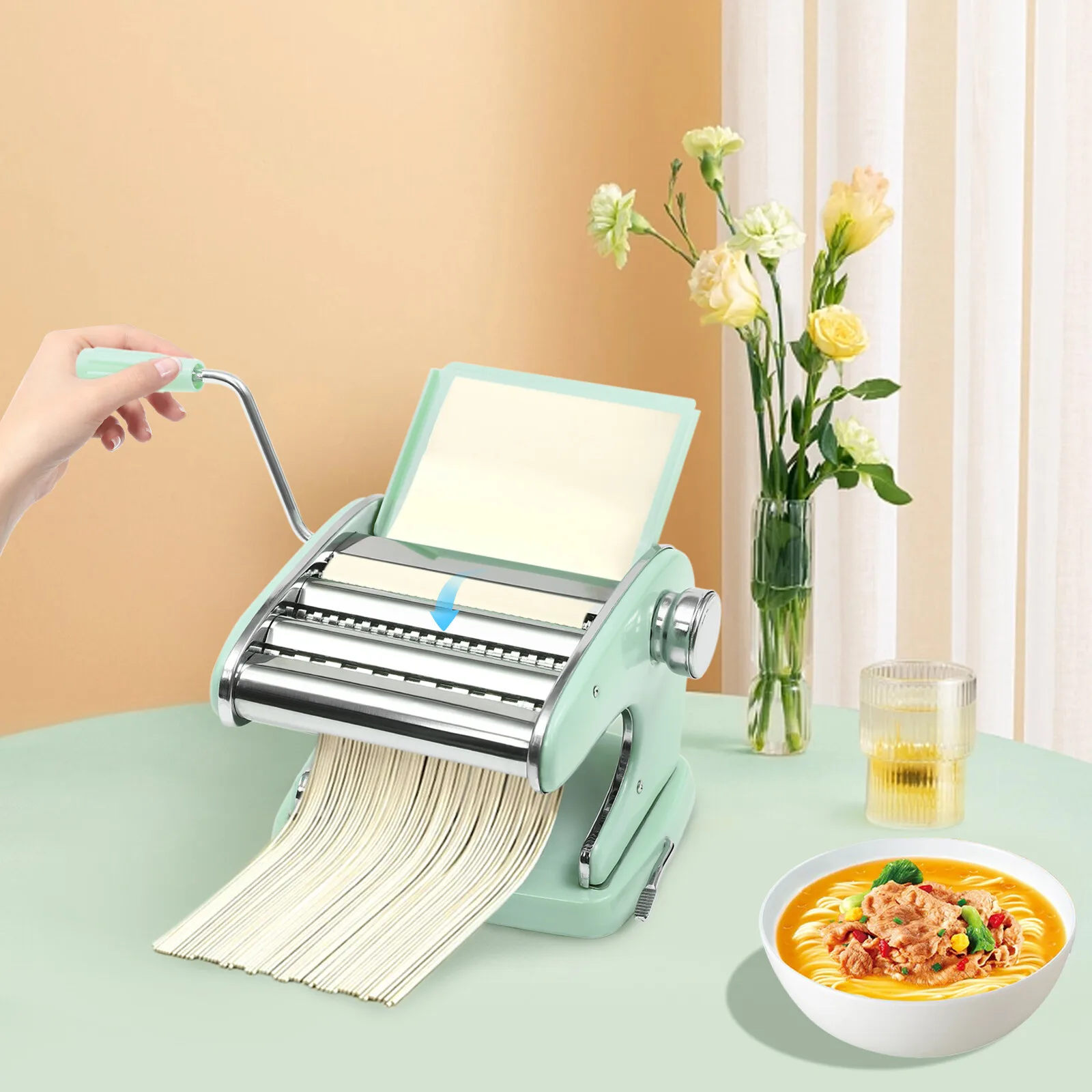 Manual Pasta Maker Machine For Homemade Lasagna And Dumpling Skin With 6 Adjustable Thickness Settings
Manual Pasta Maker Machine For Homemade Lasagna And Dumpling Skin With 6 Adjustable Thickness Settings