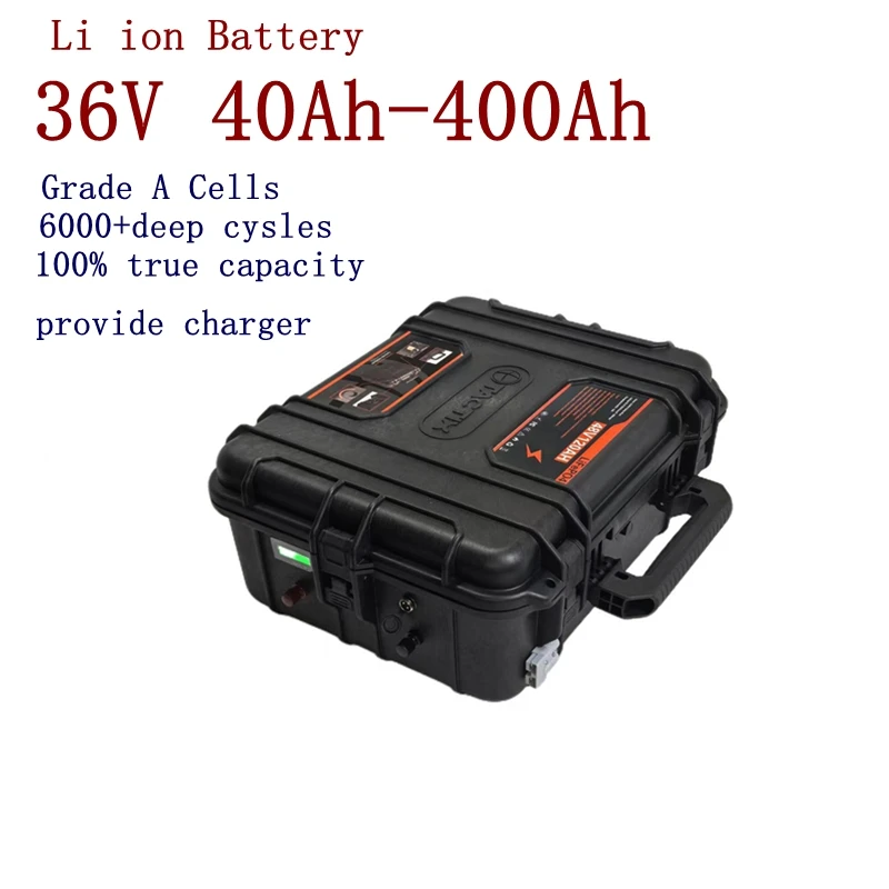lithium ion battery 36V 40Ah 50Ah 80Ah 100Ah 200Ah 300Ah 400Ah pack for 4000W 2000w tricycle scooter boat Solar energy EV
lithium ion battery 36V 40Ah 50Ah 80Ah 100Ah 200Ah 300Ah 400Ah pack for 4000W 2000w tricycle scooter boat Solar energy EV