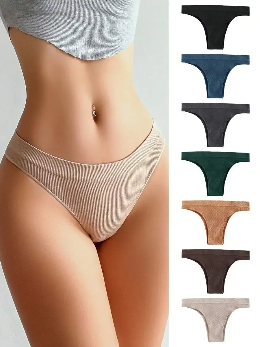 Women Comfortable High Stretch Ribbed Thong Panties Solid Casual Underwear Multicolor
Women Comfortable High Stretch Ribbed Thong Panties Solid Casual Underwear Multicolor