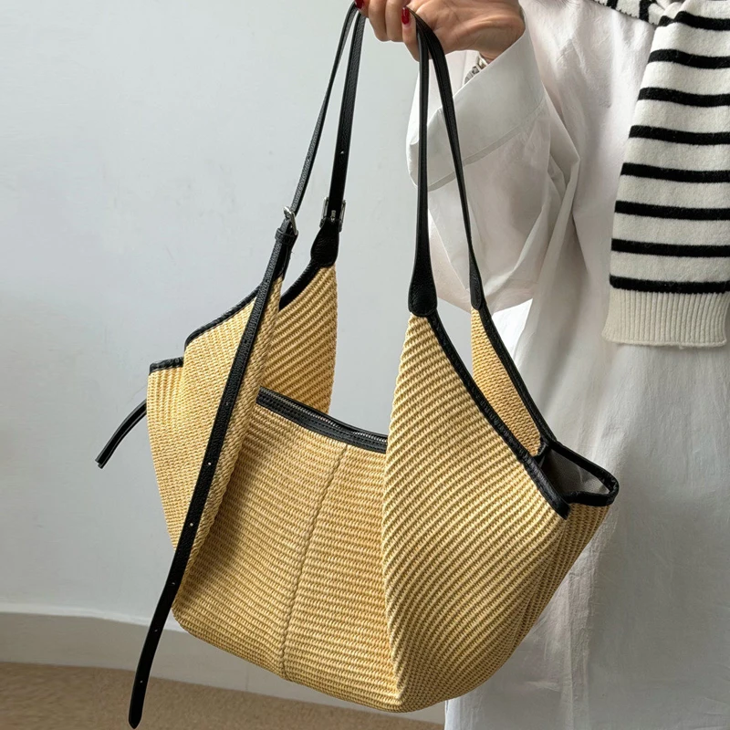 Beach Straw Tote Bags For Women Luxury Designer Handbags And Purses 2026 New In Raffia Splicing Large Capacity Underarm Shoulder
Beach Straw Tote Bags For Women Luxury Designer Handbags And Purses 2026 New In Raffia Splicing Large Capacity Underarm Shoulder