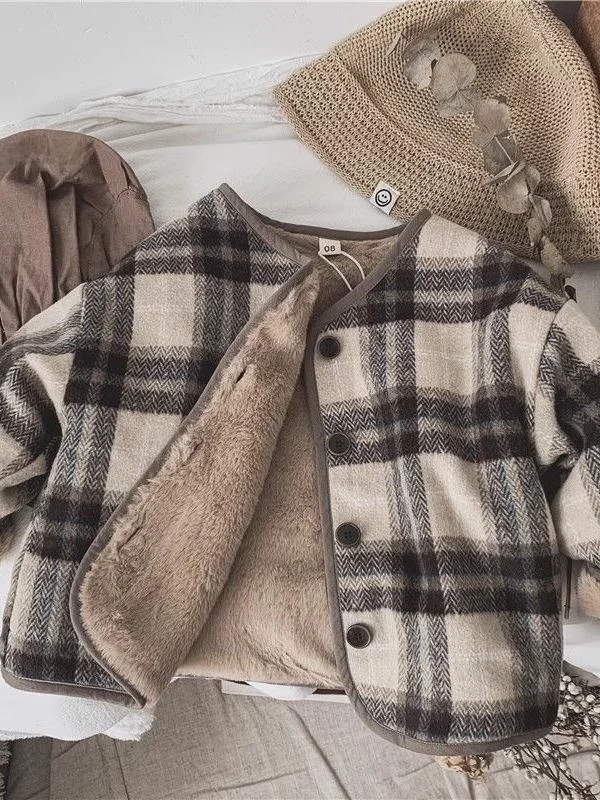Thiened Plaid Fce Lined Casual Outerwear for Babies Korean Sle Autumn Winter Coat Baby Versatile Cotton Polyester
Thiened Plaid Fce Lined Casual Outerwear for Babies Korean Sle Autumn Winter Coat Baby Versatile Cotton Polyester