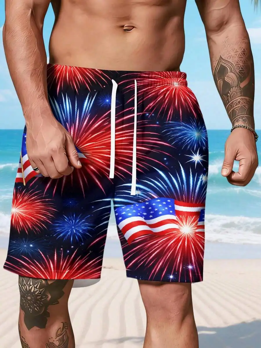 Patriotic Fireworks American Flag Mens Beach Shorts Summer Casual Lounge Swim Trunks
Patriotic Fireworks American Flag Mens Beach Shorts Summer Casual Lounge Swim Trunks