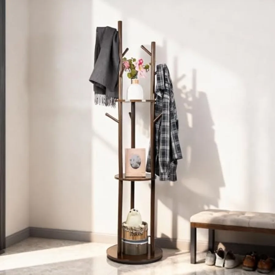 Solid Wood Rotary Coat Rack Freestanding Coat Rack with 3 Shelves and 9 Hooks Coat tree for Bedroom Entryway Livingroom Coat Ha
Solid Wood Rotary Coat Rack Freestanding Coat Rack with 3 Shelves and 9 Hooks Coat tree for Bedroom Entryway Livingroom Coat Ha