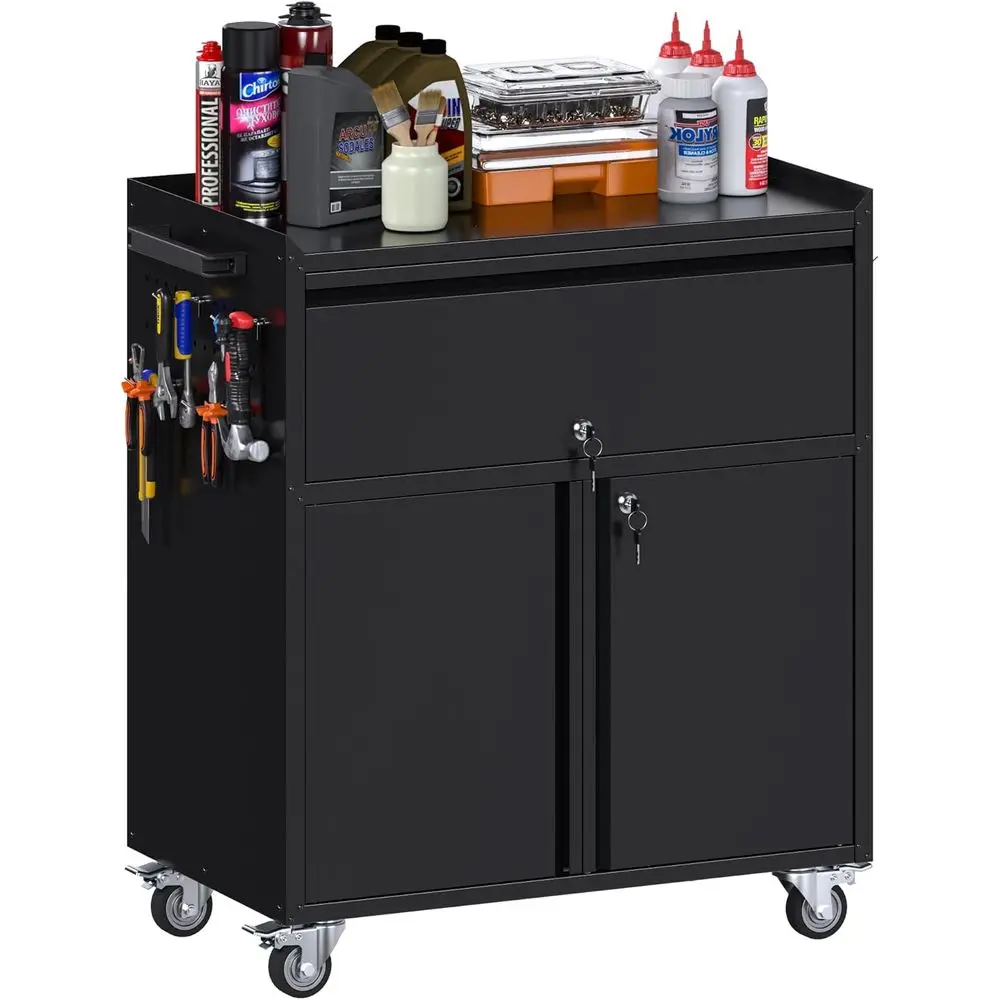 Portable Rolling Tool Cabinet with Adjustable Shelves, 1 Drawer and 2 Doors, Ideal for Garage and Workshop, Black, Assembly Requ
Portable Rolling Tool Cabinet with Adjustable Shelves, 1 Drawer and 2 Doors, Ideal for Garage and Workshop, Black, Assembly Requ