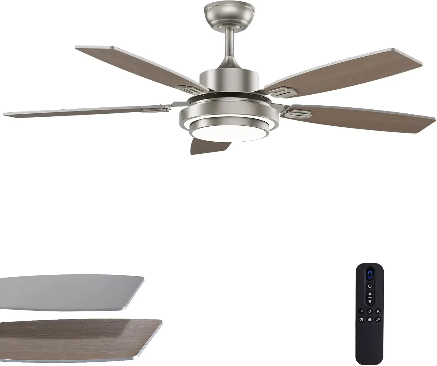 52 Inch Nickel Ceiling Fans with Lights and Remote Control for Bedroom, Modern Ceiling Fan with Quiet Reversible DC Motor
52 Inch Nickel Ceiling Fans with Lights and Remote Control for Bedroom, Modern Ceiling Fan with Quiet Reversible DC Motor