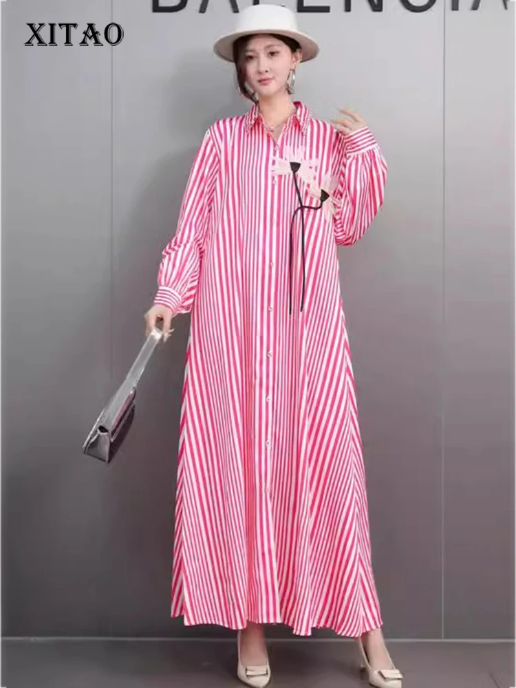XITAO Stripe Single Breasted Flower Dress Casual Full Sleeve Turn-down Collar Loose Fitting Leisure Spring Female Dress GYX1524
XITAO Stripe Single Breasted Flower Dress Casual Full Sleeve Turn-down Collar Loose Fitting Leisure Spring Female Dress GYX1524