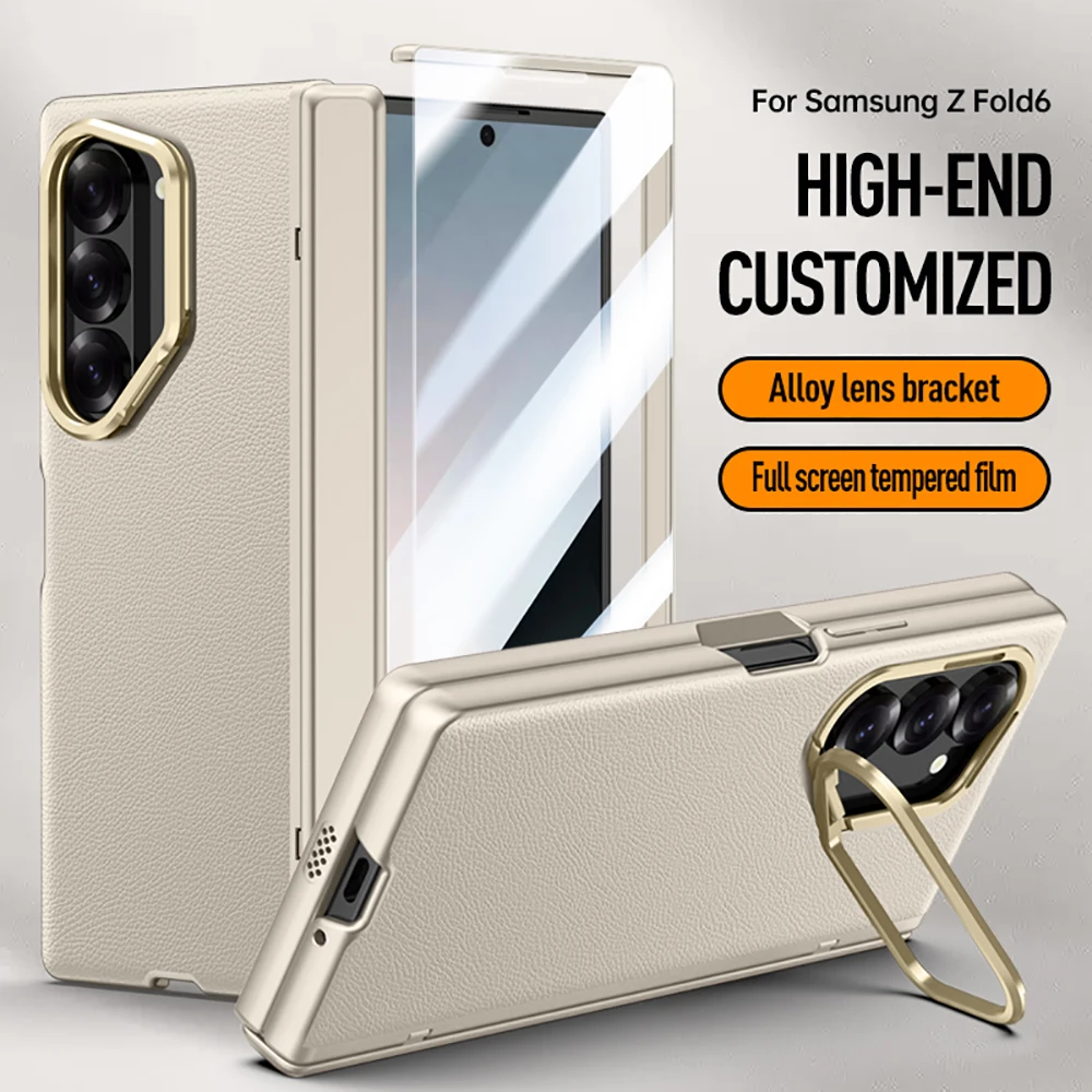 Роскошный кожаный чехол GKK с узором Личи на шарнирах для Samsung galaxy Z Fold6, складной чехол с 6 кольцами для камеры, подставка-держатель, кожаный чехол
Роскошный кожаный чехол GKK с узором Личи на шарнирах для Samsung galaxy Z Fold6, складной чехол с 6 кольцами для камеры, подставка-держатель, кожаный чехол