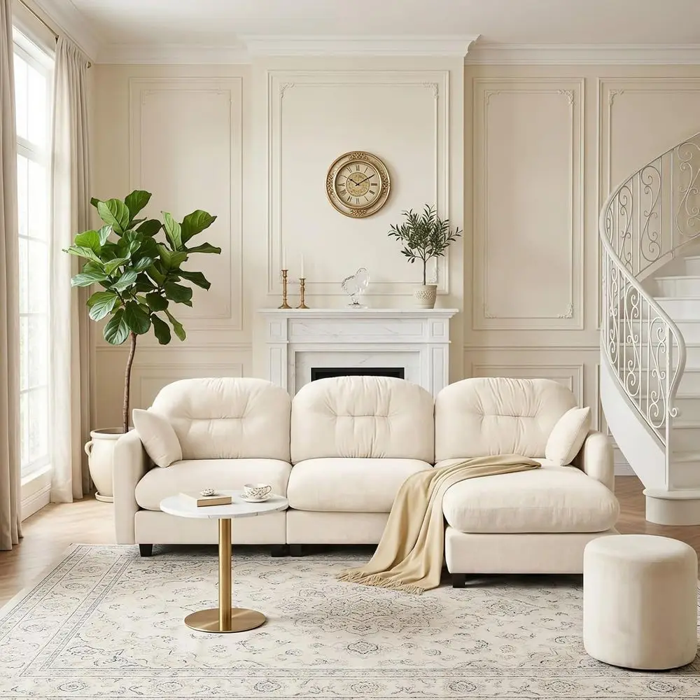 107" Beige 3-Seater Sectional Soa with Ottoman, Chenille abric | Cloud Couch, High-Resilience oam, Ergonomic Support, or Living
107" Beige 3-Seater Sectional Soa with Ottoman, Chenille abric | Cloud Couch, High-Resilience oam, Ergonomic Support, or Living