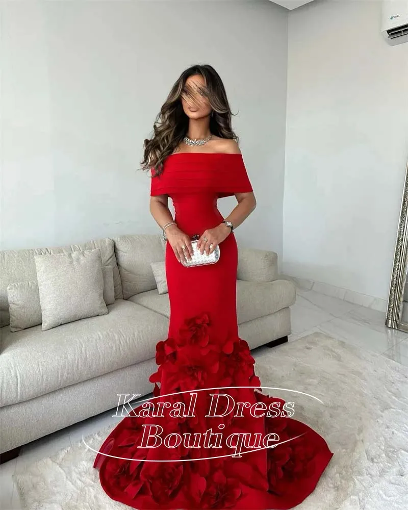 Arabia Fashion Red Evening Dresses Off The Shoulder Sleeveless Customiaed Special Occasions 3D Flowers For Party ساتين
Arabia Fashion Red Evening Dresses Off The Shoulder Sleeveless Customiaed Special Occasions 3D Flowers For Party ساتين