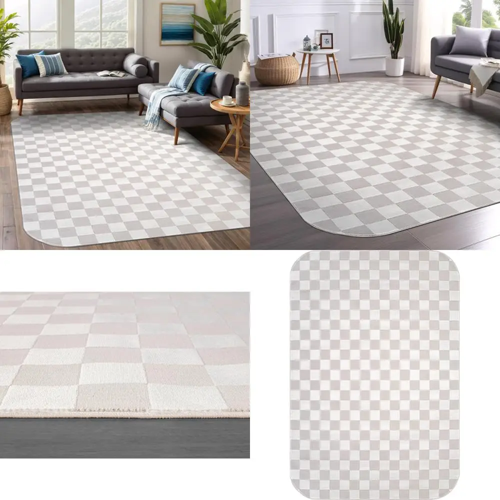 Modern Geometric Area Rug 8x10 - Low-High Pile, Durable and Soft Abstract Checkered Design for Living, Dining Rooms and Offices 
Modern Geometric Area Rug 8x10 - Low-High Pile, Durable and Soft Abstract Checkered Design for Living, Dining Rooms and Offices