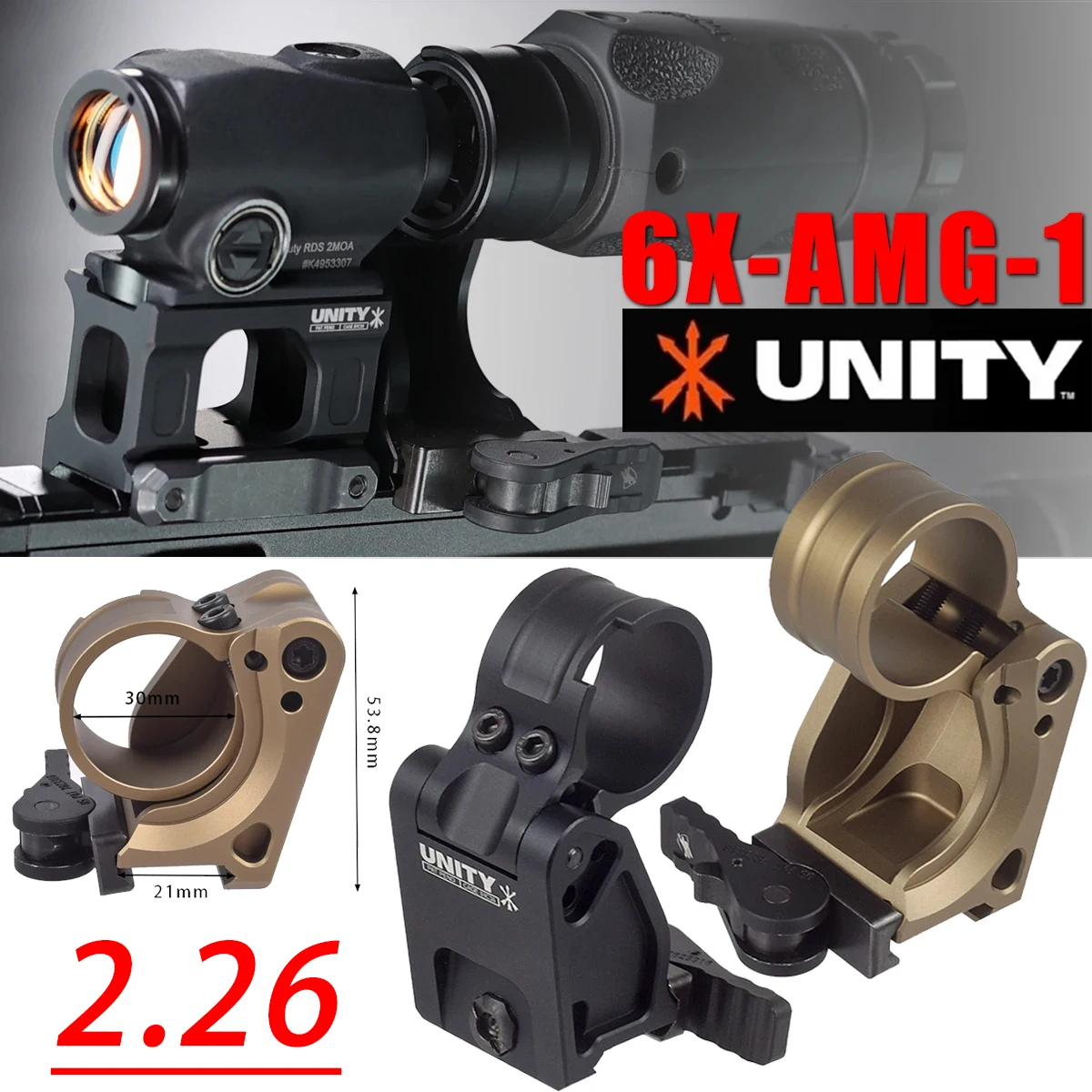 FTC CNC UNITY MOUNT For 6X-Mag-1 2.26" Foldable Riser Base Magnifier Diameter 30MM Scope Sight Fast Mount Aluminum QD Mount AR15
FTC CNC UNITY MOUNT For 6X-Mag-1 2.26" Foldable Riser Base Magnifier Diameter 30MM Scope Sight Fast Mount Aluminum QD Mount AR15