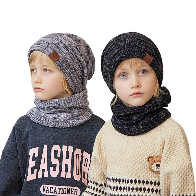 Winter Kids Keep Warm Beanie Scarf Sets 2 pieces Hats For Boys Girls Outdoor Windproof Fleece Lining Stripe Knit Cap Children
Winter Kids Keep Warm Beanie Scarf Sets 2 pieces Hats For Boys Girls Outdoor Windproof Fleece Lining Stripe Knit Cap Children