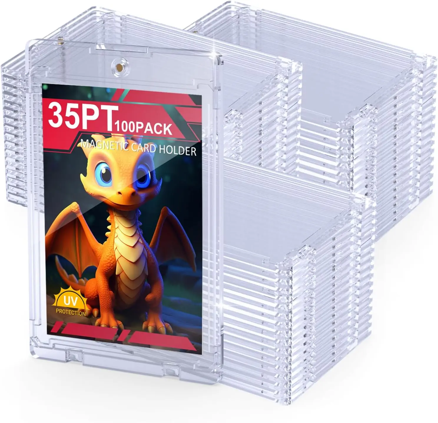 Magnetic Card Holder 100ct, 35pt One Touch Trading Card Cases, U-V Protection Hard Plastic Display Protectors for Sports Game
Magnetic Card Holder 100ct, 35pt One Touch Trading Card Cases, U-V Protection Hard Plastic Display Protectors for Sports Game