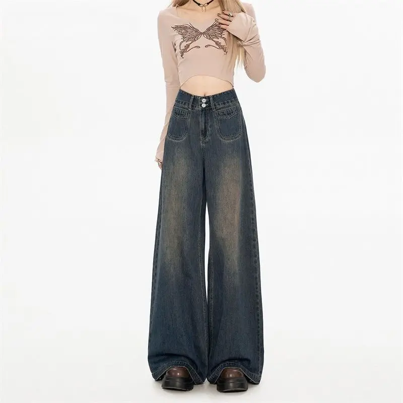Loose Wide Leg Jeans Women's High Waist Straight Leg Jeans New plus Size Slimming Summer Spring Autumn Light Blue Long Trousers
Loose Wide Leg Jeans Women's High Waist Straight Leg Jeans New plus Size Slimming Summer Spring Autumn Light Blue Long Trousers